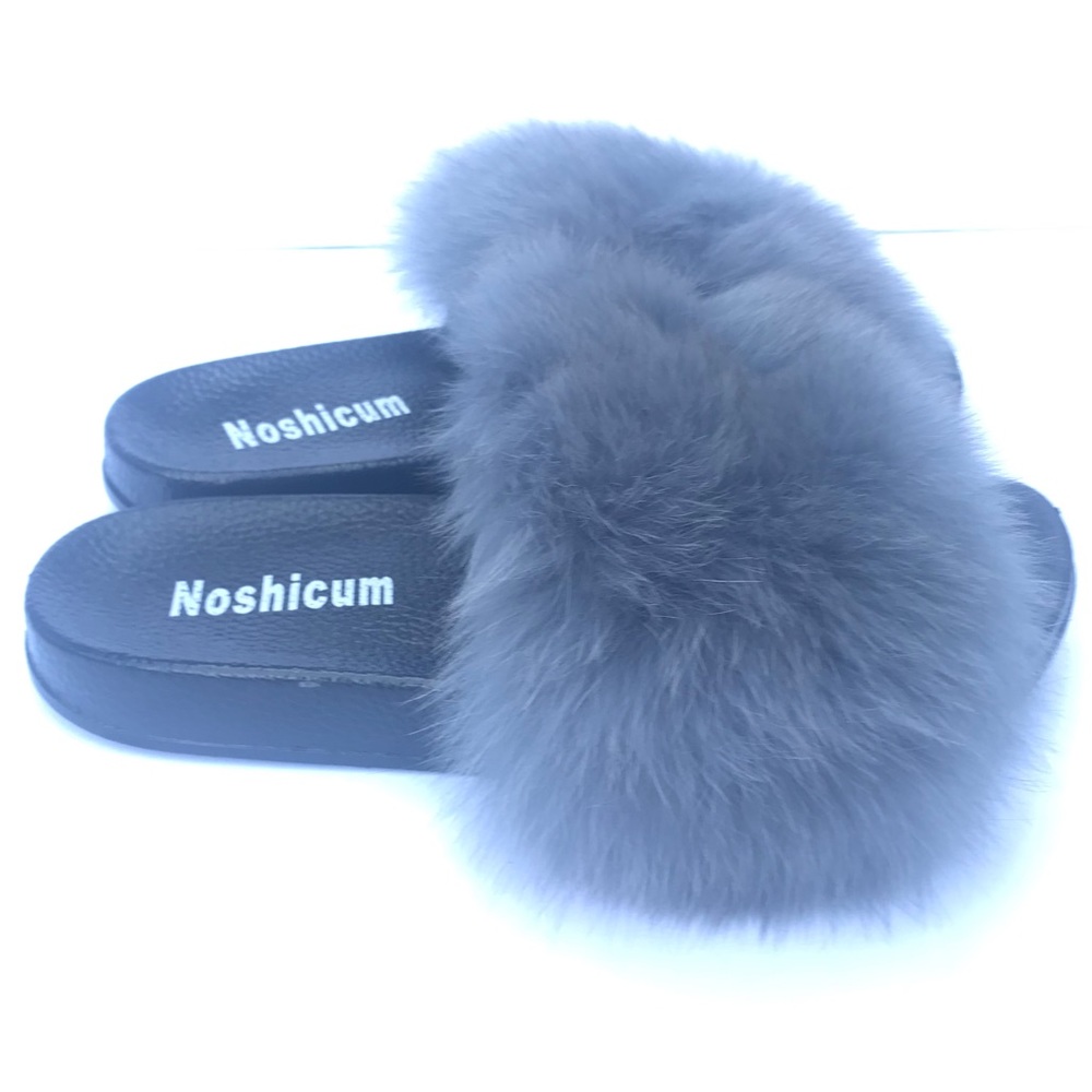 Gray Raccon Fur slides - Picture 8 of 8